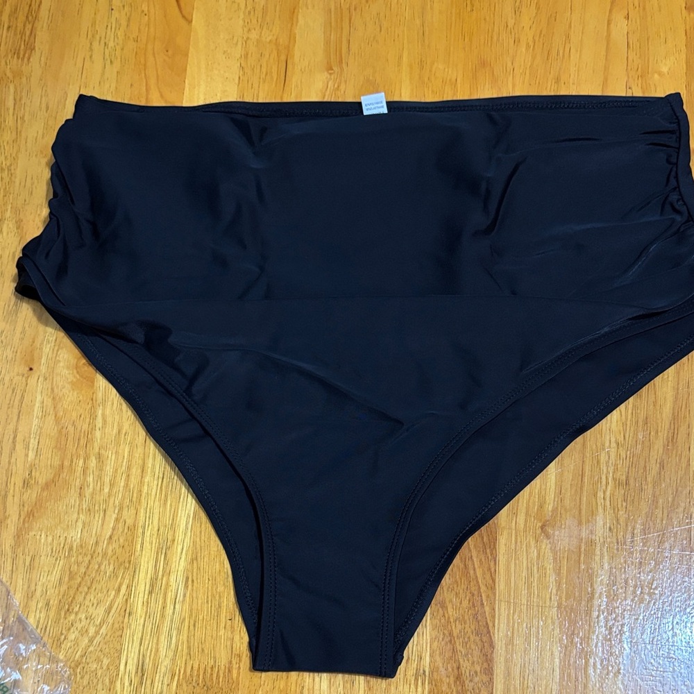 Black High-Waisted Swim Bottoms